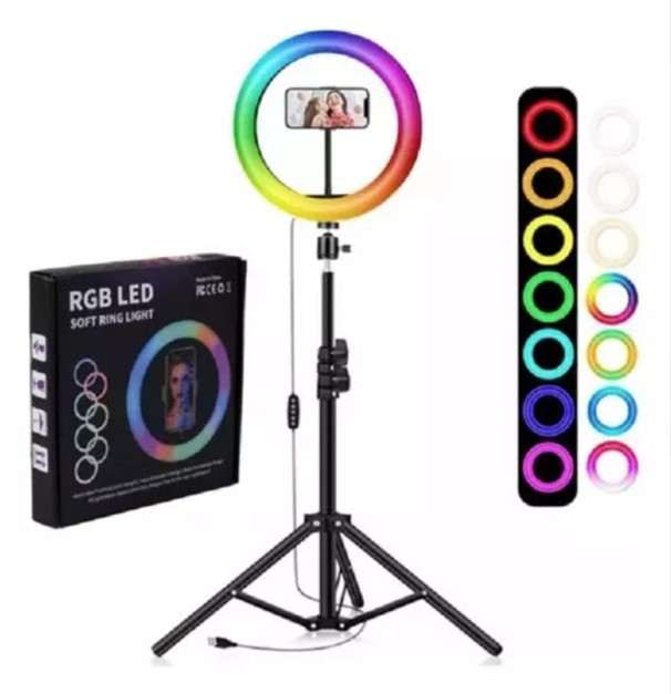 Aro de Luz LED RGB de 26 cm con Trípode Graduable